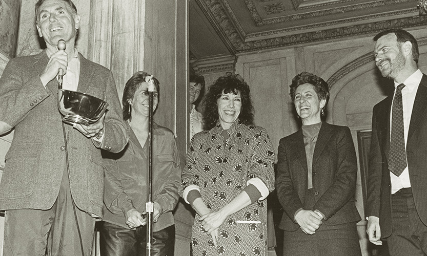 Boston Mayor Ray Flynn honors Lily Tomlin at a Wang Center