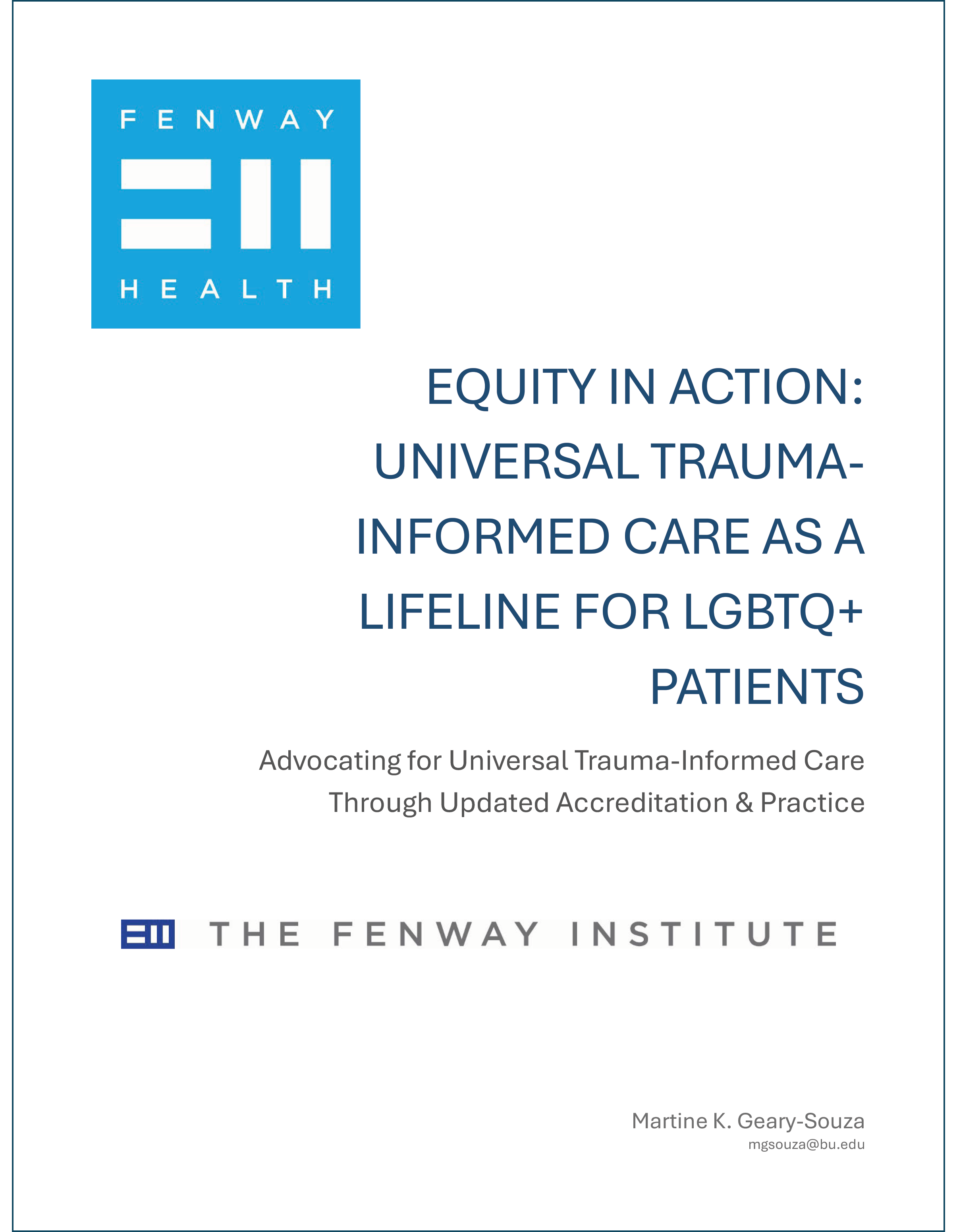 Equity In Action: Universal Trauma Informed Care as a Lifeline For LGBTQ+ Patients Cover Page