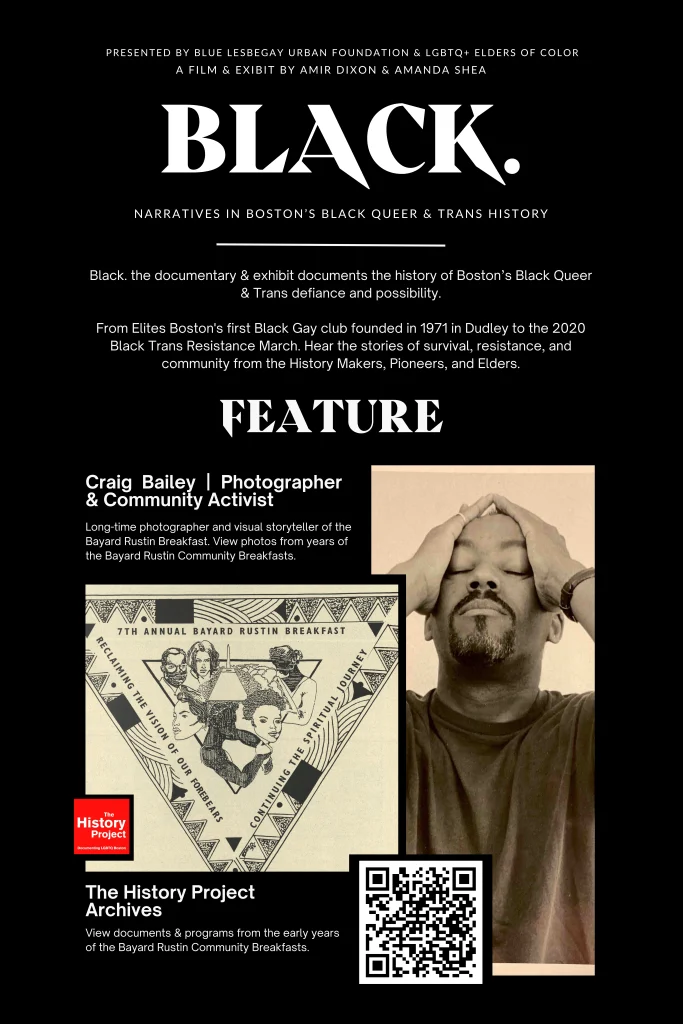 BLACK by Boston Lesbigay Urban Foundation, LGBTQ+ Elders of Color, Amir Dixon and Amanada Shea