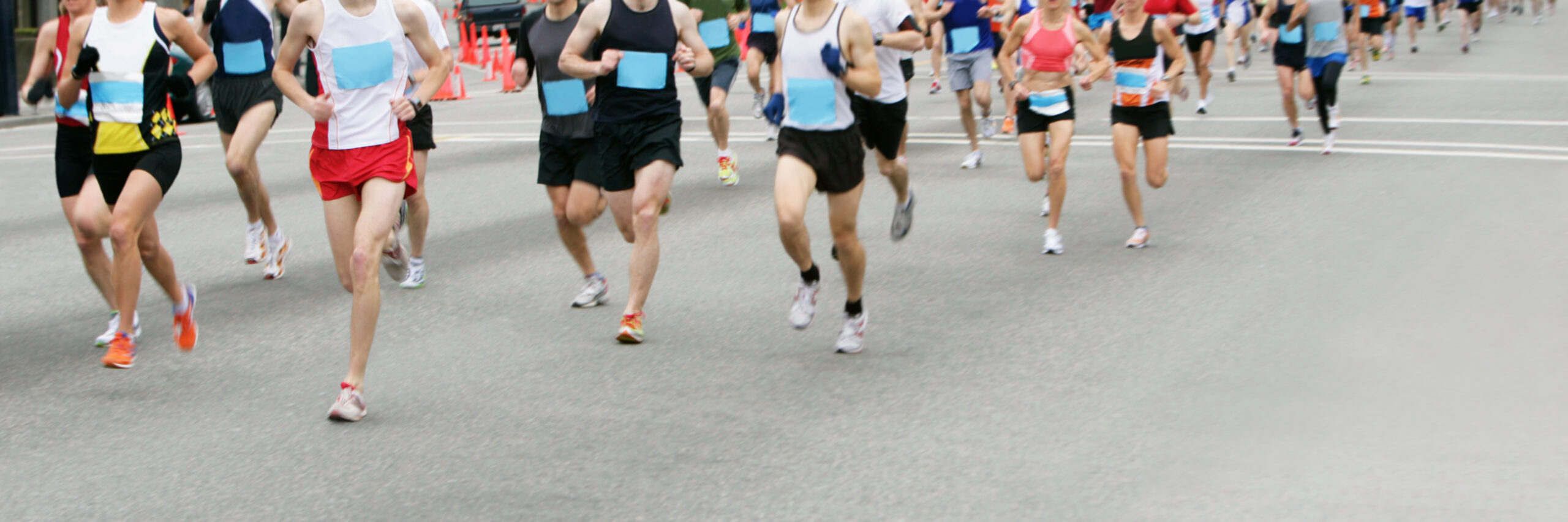 Runners on the Boston Marathon Course