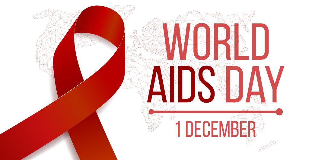 World Aids Day concept. Banner template with red ribbon awareness. Vector illustration.