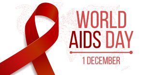 World Aids Day concept. Banner template with red ribbon awareness. Vector illustration.