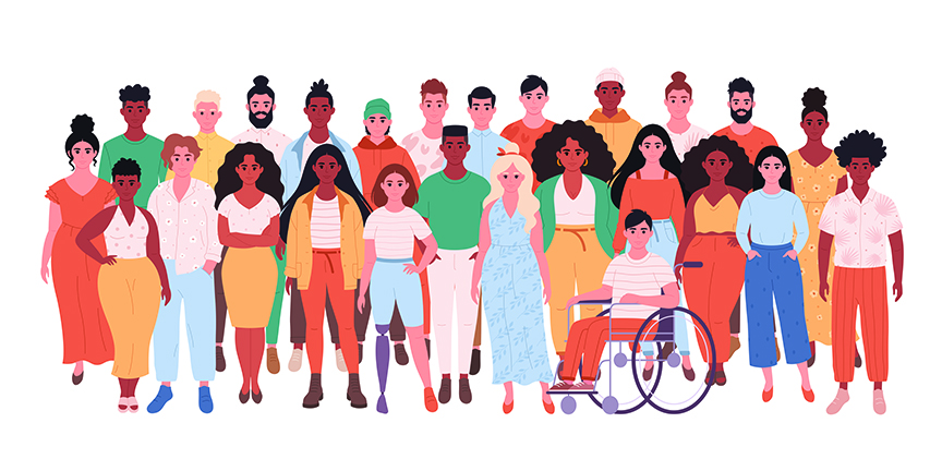 Illustration of a Group of Latino/a/é People