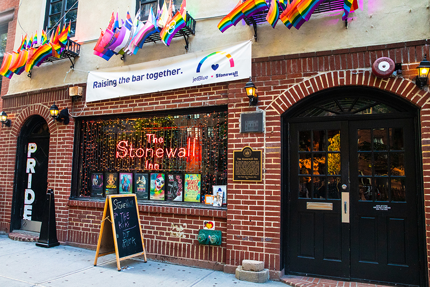 Photo of the exterior of the historic Stonewall Inn in New York City